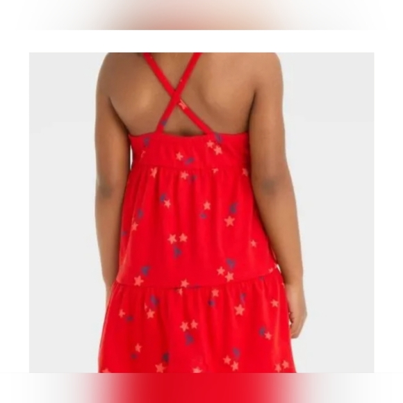 Cat & Jack Star Flowers Cross Back Thin Strap Red Casual Dress 4T NWT - Picture 3 of 7